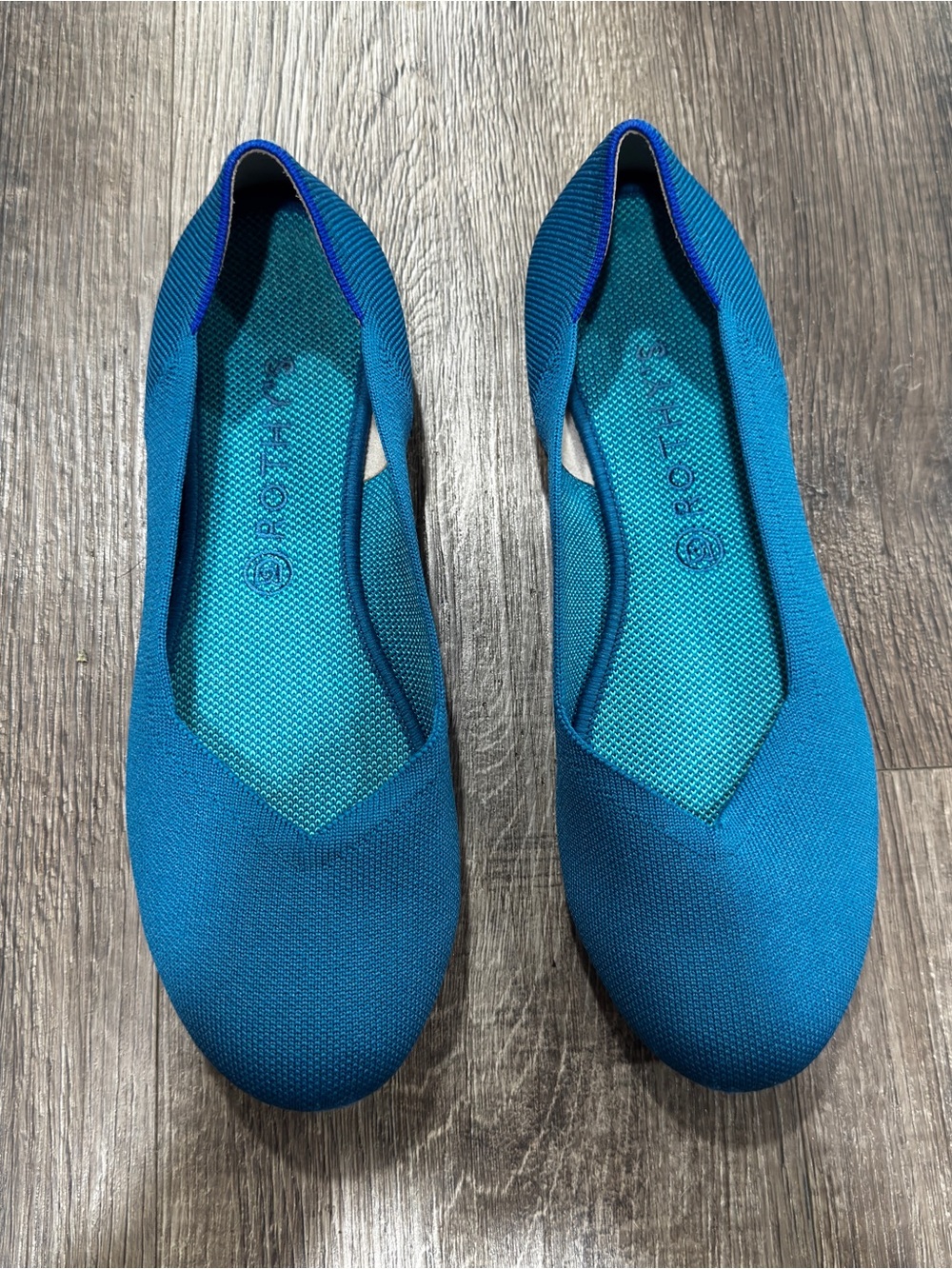 Rothy's Teal Knit Slip-On Flats in size 12